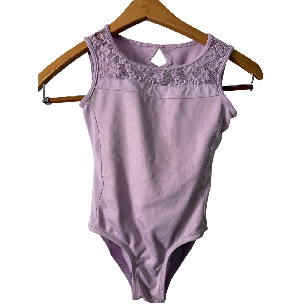 Unbranded Leotard Kids Size M Lavender Excellent Shimmer Lace Lattice Back